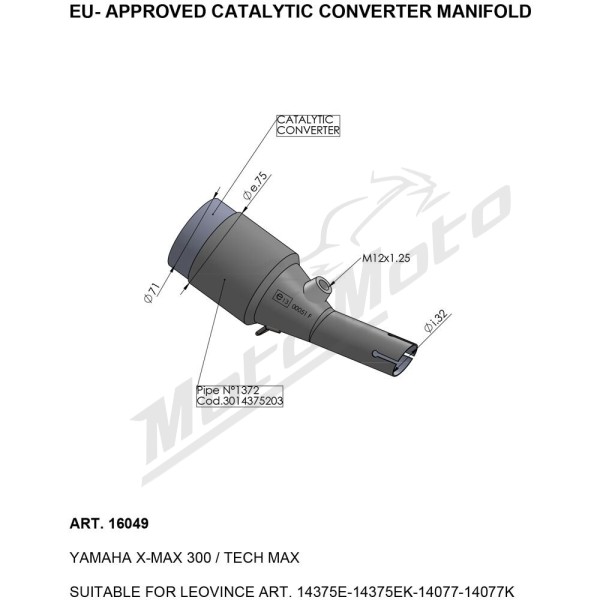 LEOVINCE Catalytic Converter YAMAHA X-MAX 300 23-24