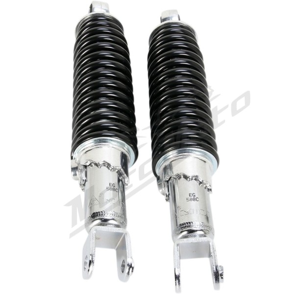 EMGO Shorty Universal Chrome Rear Shock Absorbers With Black Springs 2pcs