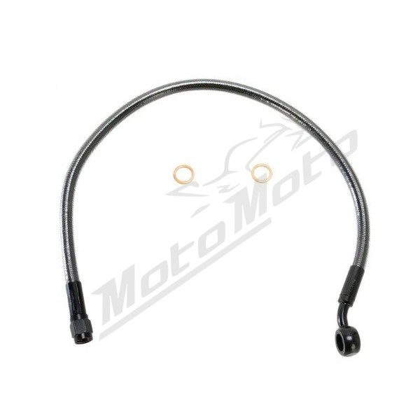 MAGNUM SHIELDING Designer Series Ø10mm Front Upper Brake Line Black ABS 45cm 35° Harley Davidson FXDF / FLH / FLHP / FLHR 1690/1923 13-25