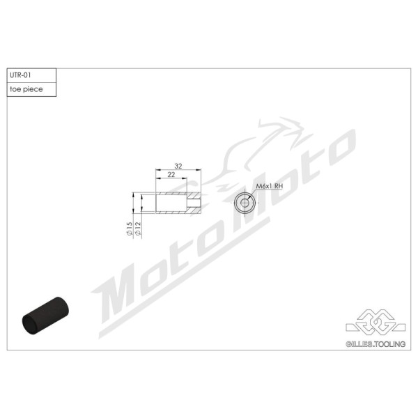 GILLES TOOLING Stabdžių kojelės antgalis juodas 32mm