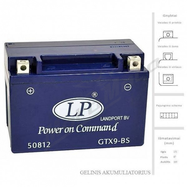 Battery LANDPORT 12 Ah 210A EN 12V LTX14AH-BS AGM