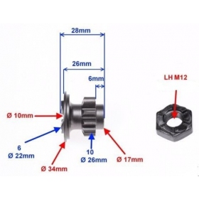 Starter bendix / gear set APRILIA/ DERBI/ ITALJET/ MALAGUTI/ PEGASUS/ SUZUKI/ TGB 50cc