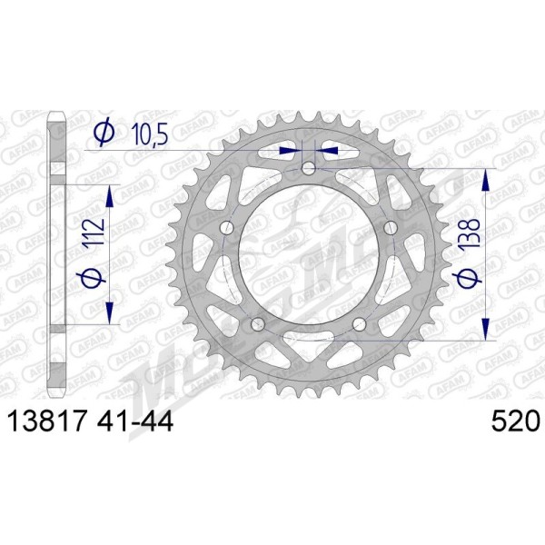 AFAM aliumininė galinė žvaigždė 520 41-44 dantukai