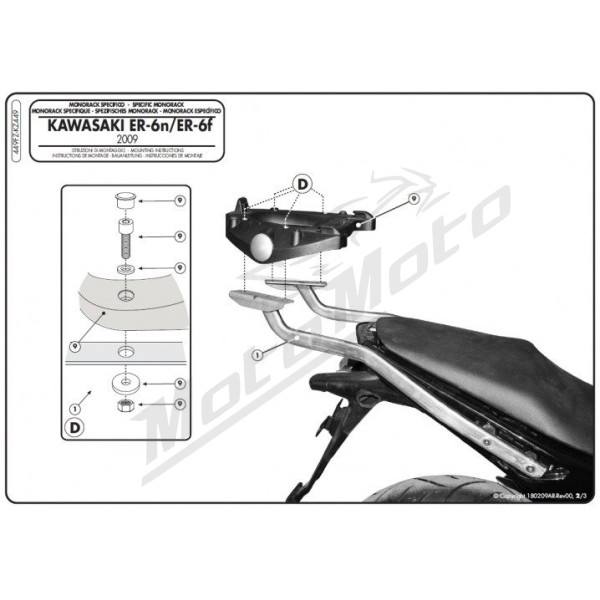KAPPA Rear storage box bracket Kawasaki ER-6 650 09-11