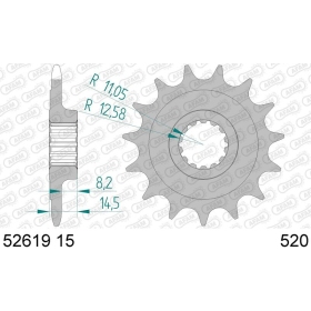 AFAM Steel Standard Front Sprocket 52619 - 520 15 teeth DUCATI SCRAMBLER / MONSTER / HYPERMOTARD / SUPERSPORT 821-1100cc 14-25