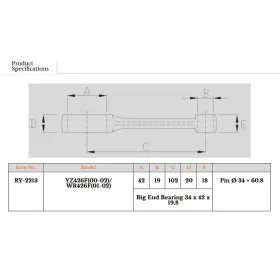 Royal Rods Connecting Rod Yamaha YZ F / WR F 426cc 00-02