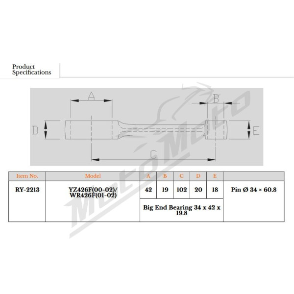 Royal Rods Connecting Rod Yamaha YZ F / WR F 426cc 00-02