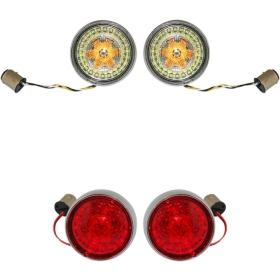 CUSTOM DYNAMICS Complete Front & Rear Turn Signal Conversion Kit with Bullet Bezel Lenses Harley Davidson FLD / FLHC / FLHCS 1584-1977cc 11-24