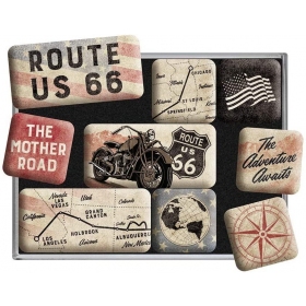 Set of magnets ROUTE 66 2,2x2,2 / 4,5x2,2 9pcs.