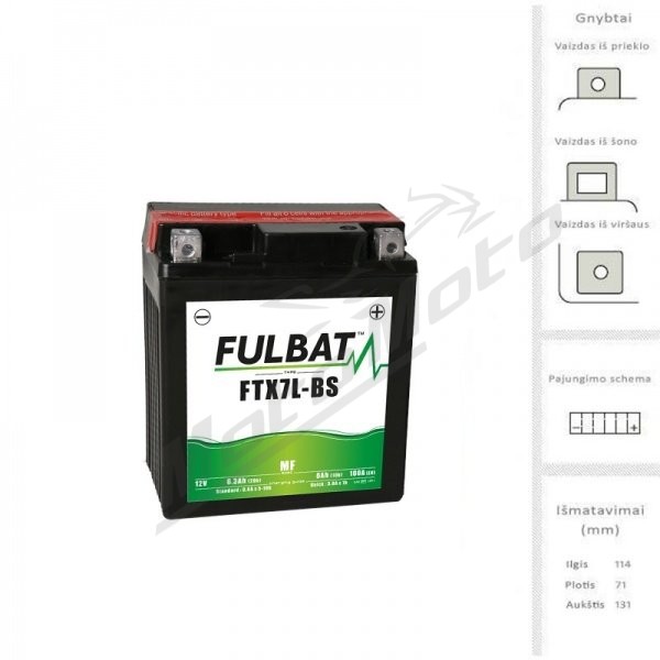FULBAT Battery 6 Ah 85 A EN 12V FTX7L-BS