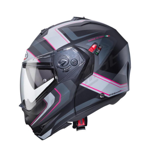 Flip-up Helmet Caberg Drift Evo Duke X matte black/gray/silver/fuchsia
