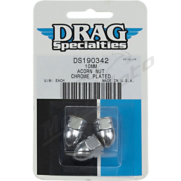 DRAG SPECIALTIES Chrome Ware Nuts M10 x 1.5 3pcs.