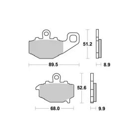 Sbs Brakepads Carbon Tech rear Kawasaki ER-6F / GPZ / KLE / Z / ZX / ZZR 600-1000cc 93-20