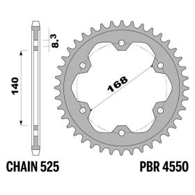 PBR Standard C45 Steel Rear Sprocket 4550 - 525 BMW F 800 GS / R 2008-2019