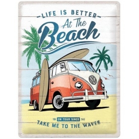 TIN SIGN VW BULLI-BEACH 30x40