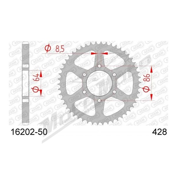 AFAM Steel Standard Rear Sprocket 428 50 teeth