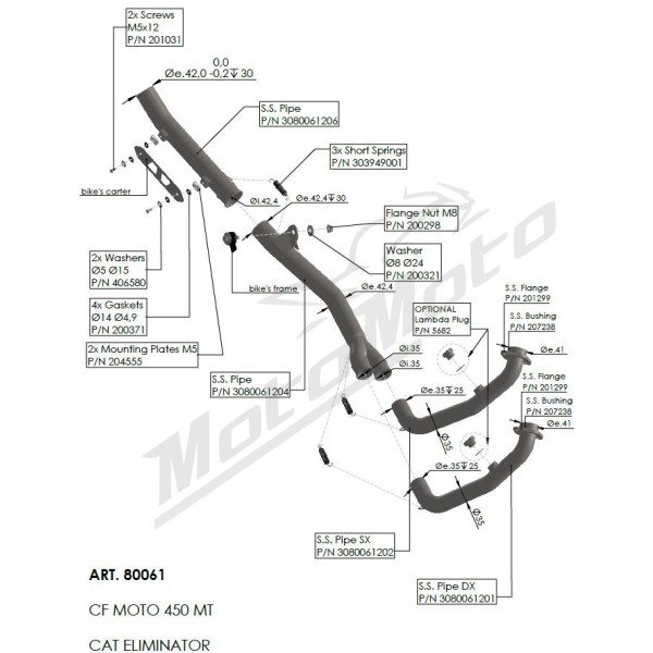 LEOVINCE 4-STROKE HEADER PIPES CF MOTO MT 450 2024