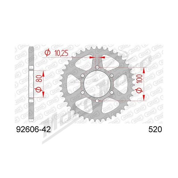 AFAM plieninė standartinė galinė žvaigždė 520 42 dantukų LAVERDA FORMULA / STRIKE 750 98-01
