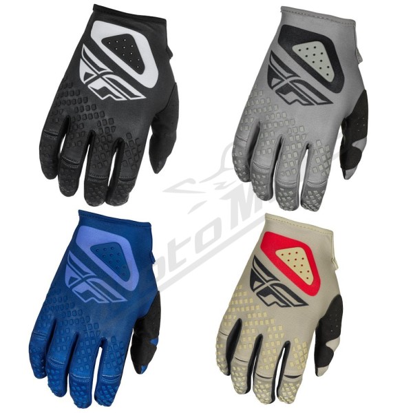 FLY RACING Kinetic SYM Gloves - Light Grey/Red/Black