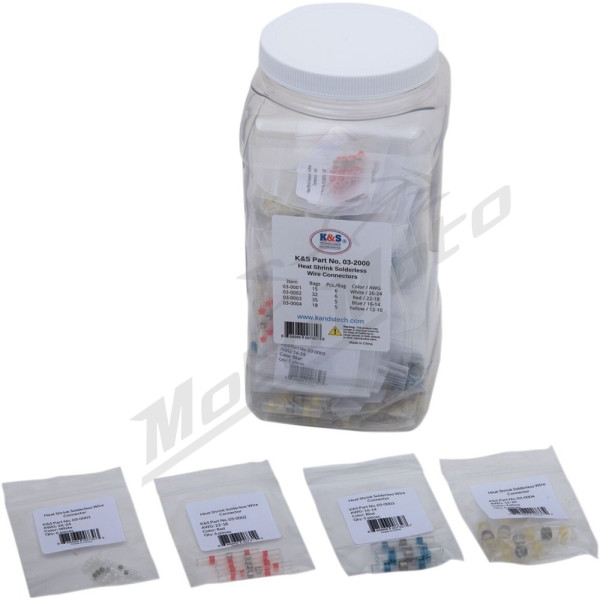 K&S TECHNOLOGIES Heat-Shrink Solderless Wire Connector Kit/Refill 100 pcs.
