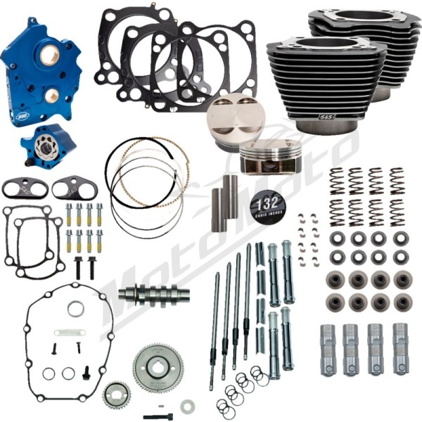 S&S CYCLE 132" Power Package Engine Performance Kit Harley Davidson FLDE / FLFB / FLFBS / FLH / FLHC 1750-1977cc 17-23