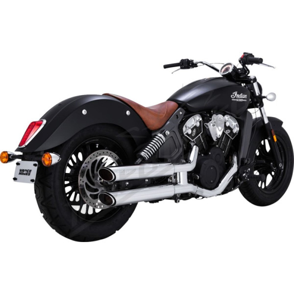 VANCE & HINES Twin Slash 3" Slip-On Mufflers Chrome Indian Scout 60-69 ABS 15-24