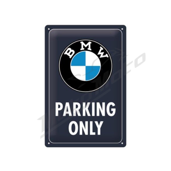 TIN SIGN BMW PARKING ONLY BLUE 20x30 