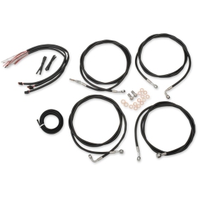 LA CHOPPERS Complete Black Vinyl Braided Handlebar Cable/Brake Line Kit Harley Davidson 1750-1868 17-20