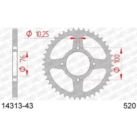 AFAM Steel Standard Rear Sprocket 520 43 teeth SUZUKI VL 250 INTRUDER 00-07