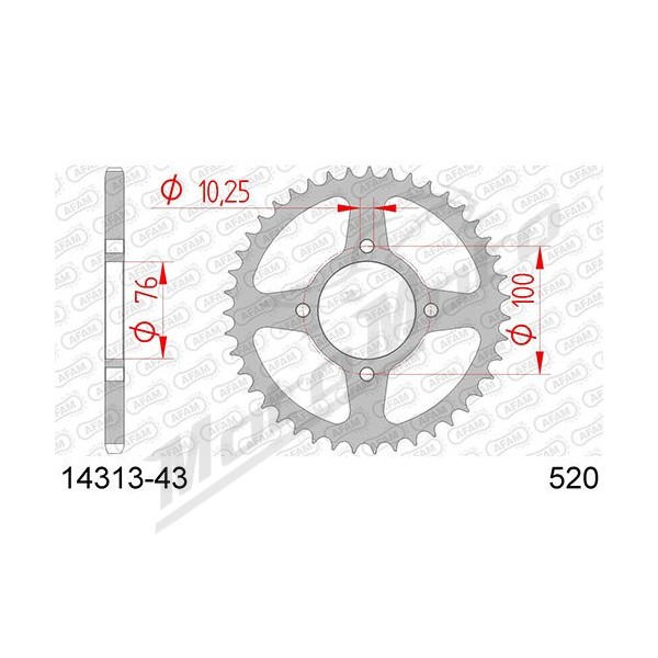 AFAM Steel Standard Rear Sprocket 520 43 teeth SUZUKI VL 250 INTRUDER 00-07
