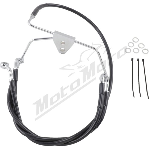 DRAG SPECIALTIES Extended Length Black Vinyl Brake Line Kit Harley Davidson FLHT / FLHTC / FLHTCI / FLHTCSE2 1340-1800cc 96-07