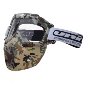 Krosiniai akiniai su kauke kamufliažinė UNIT M02 (skaidrus stikliukas)