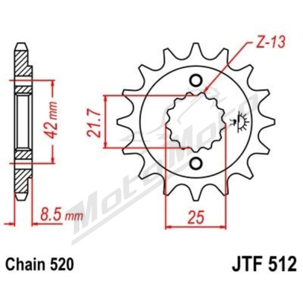 JT Grandinės komplektas sustiprintas 520X1R3 17/42 Kawasaki ER-5 500 97-05