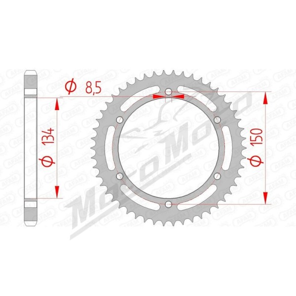 AFAM plieninė standartinė galinė žvaigždė 428 48-50 dantukų KAWASAKI KMX 125-200cc 86-02
