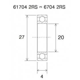 BLACK BEARING B5 Bearing 20x27x4 mm 6704-2RS