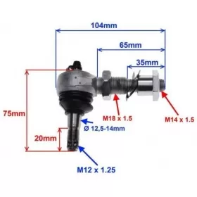 Steering tie rod ball joint ATV SHINERAY/ XY150ST/ XY200ST-9 150-200cc M14/ M18/ M12 1pc