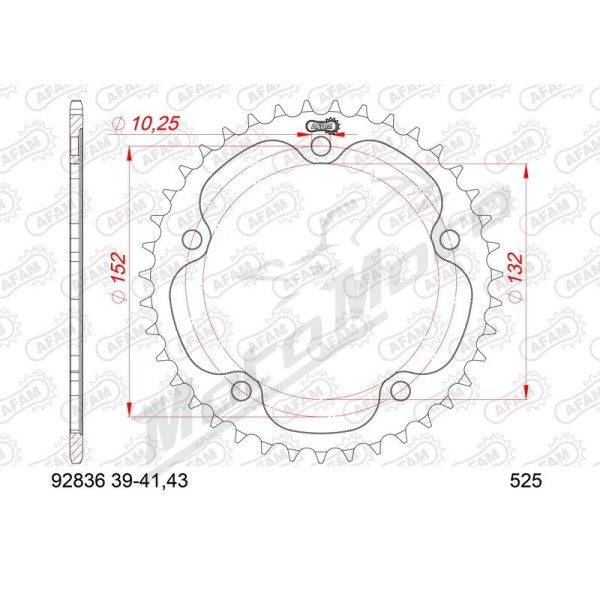 AFAM Steel Standard Rear Sprocket 525 39-43 teeth