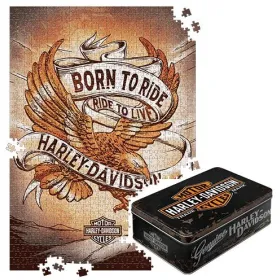 TIN BOX L PUZZLE H-D BORN TO RIDE EAGLE 1 68x48cm