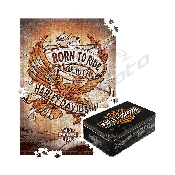 TIN BOX L PUZZLE H-D BORN TO RIDE EAGLE 1 68x48cm