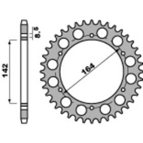 PBR Standard C45 Steel Rear Sprocket 4589 - 525 HYOSUNG GT 650 COMET 2002-2010