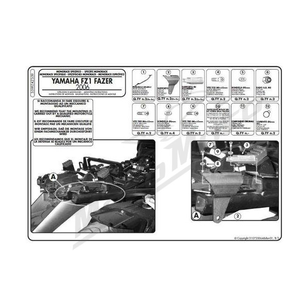 KAPPA Rear storage box bracket Yamaha FZ1 1000 06-15