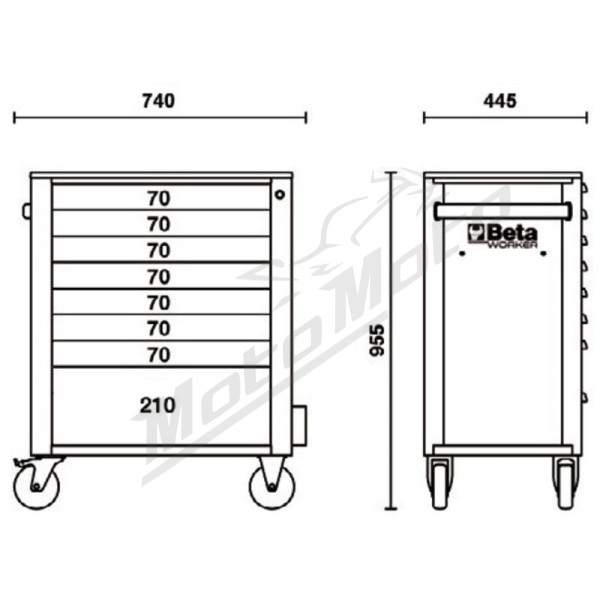 BETA Worker Mobile Roller Cab with 8 Drawers - C24S/8 Plus-A