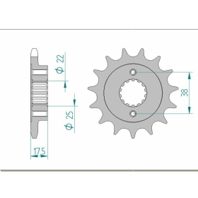 AFAM Steel Standard Front Sprocket 52616 - 525 14-15 teeth DUCATI HYPERMOTARD / MONSTER 796cc 10-15