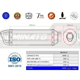 Exhaust silincer Dominator HP1 BLACK KTM 690 SMC R 2021-2022