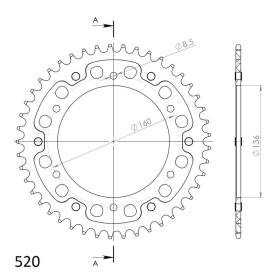 Supersprox Stealth Rear sprocket Gold 520 45T Aprilia / BMW 350-650cc 85-15