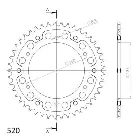 Supersprox Stealth Rear sprocket Gold 520 45T Aprilia / BMW 350-650cc 85-15