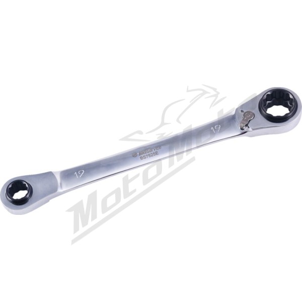 BIKESERVICE 4-In-1 Reversible Ratchet Wrench 12 mm, 14 mm, 17 mm, 19 mm