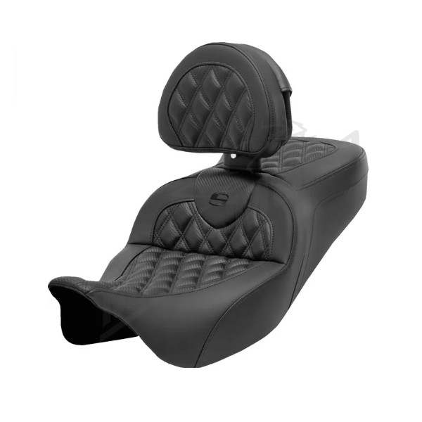 SADDLEMEN Roadsofa Seat With Backrest Carbon Fiber Harley Davidson FLHR / FLHRC / FLHX / FLTRX / FLTRXS 1584-1923 08-23