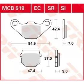 TRW All Round Sintered Metal Brake Pads Adly / Aeon / Aprilia / Benelli / Can Am / CPI / Derbi / Eton / Hyosung / Kawasaki / Peugeot / Piaggiio / Rieju / Suzuki 50-350cc 81-24