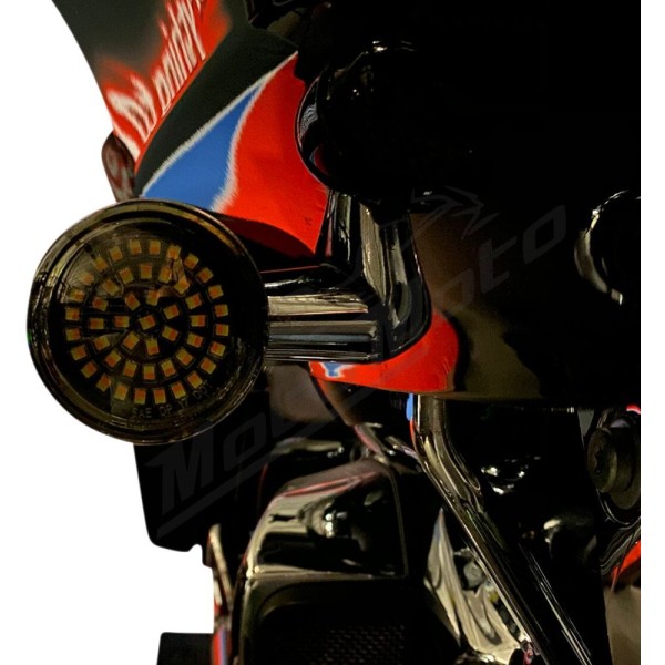 CUSTOM DYNAMICS Genesis® 4 Amber/White LED Turn Signal Inserts Harley Davidson FLD / FLFB / FLFBS 1450-1977cc 00-24